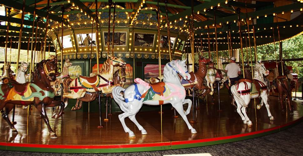 A close up of a carousel

Description automatically generated