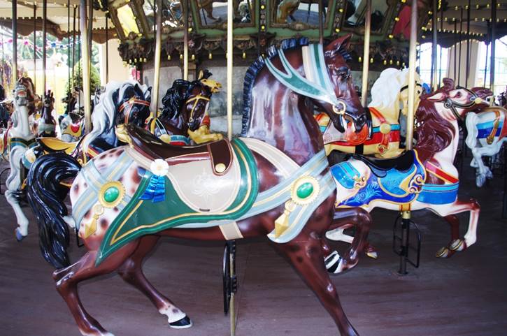 A close-up of a merry-go-round

Description automatically generated