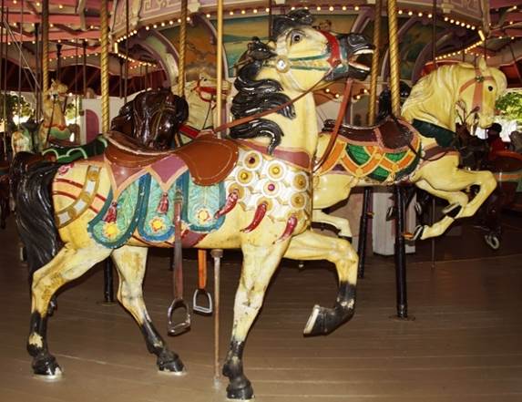 A close up of a carousel

Description automatically generated