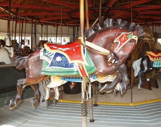 A horse on a merry go round

Description automatically generated