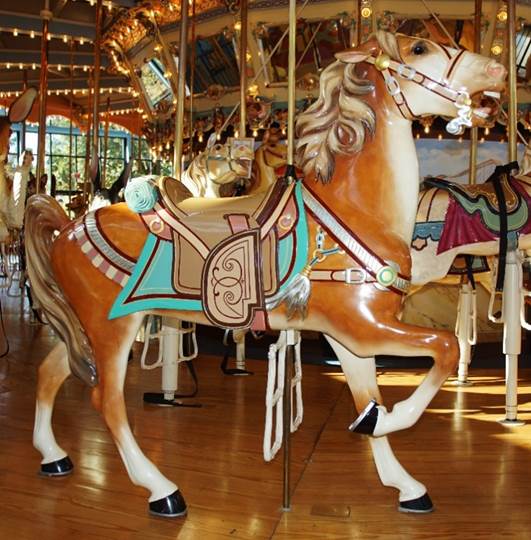 A close up of a carousel

Description automatically generated