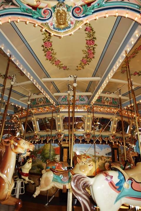A close up of a carousel

Description automatically generated