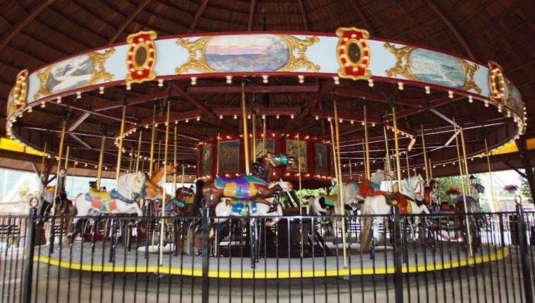 A merry go round with horses

Description automatically generated