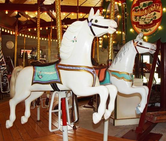 A picture containing carousel, ride, outdoor object, floor
Description automatically generated