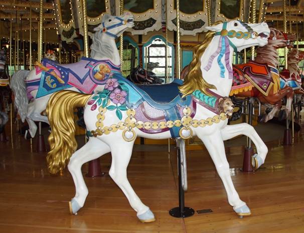 A close up of a carousel

Description automatically generated
