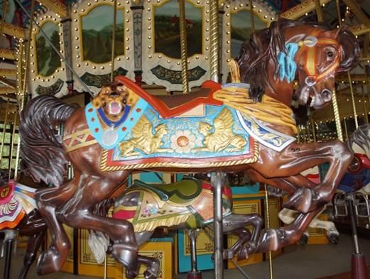 A close up of a carousel

Description automatically generated