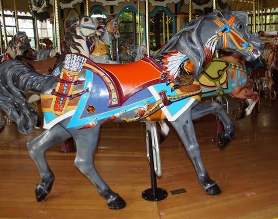 A close up of a carousel

Description automatically generated