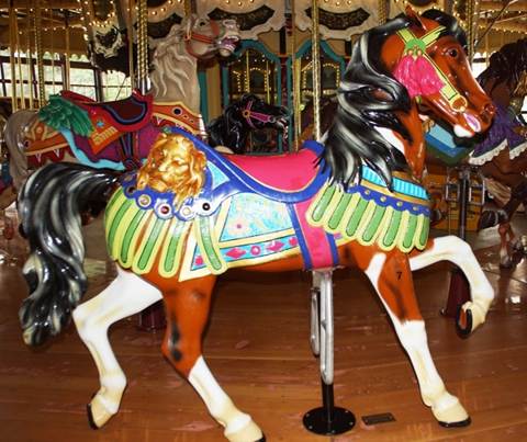 A carousel horse
Description automatically generated