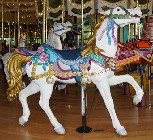 A close up of a carousel

Description automatically generated