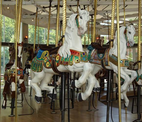 A close up of a carousel

Description automatically generated