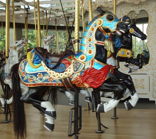 A close up of a carousel

Description automatically generated