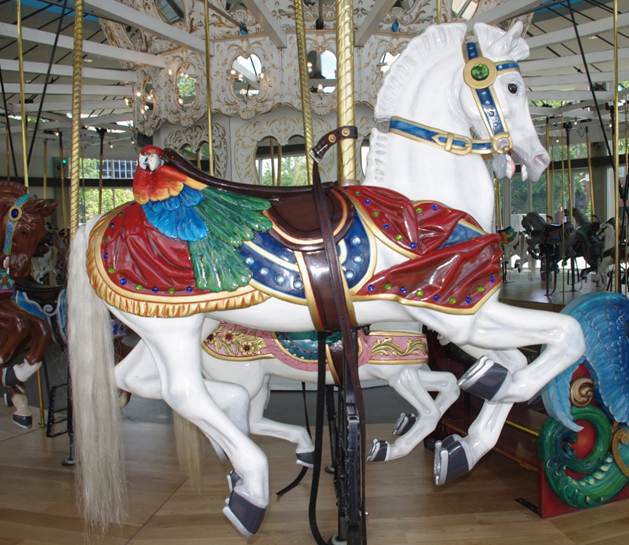 A close up of a carousel

Description automatically generated